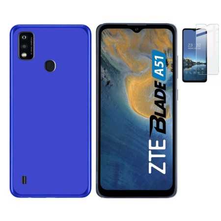 Funda ZTE Blade A51 4G Azul Tpu lisa silicona gel + Protector