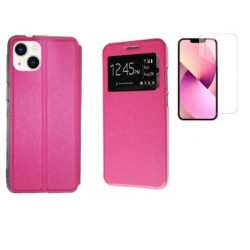 Funda IPhone 13 (6.1) Rosa Libro Ventana + Protector